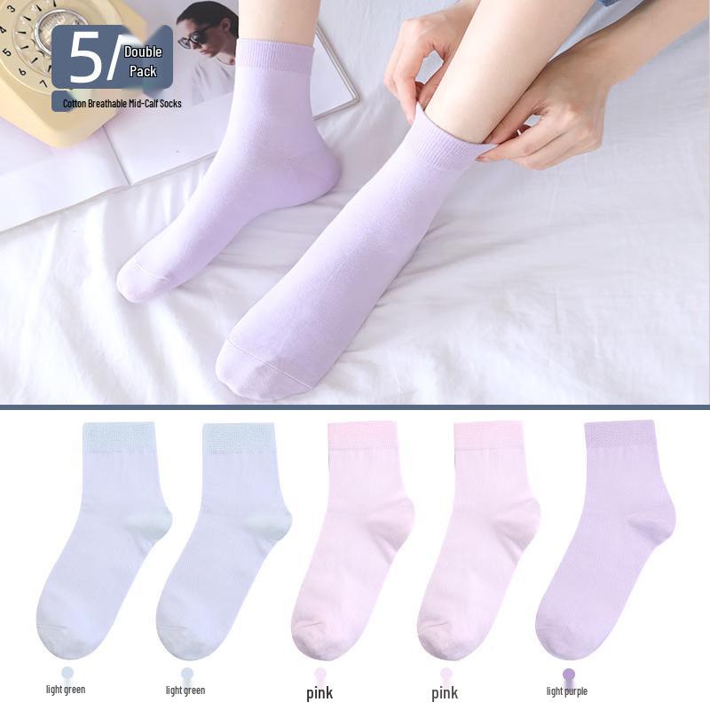 Langsha Women's Mid-Calf Cotton Socks