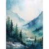 Watercolor Foggy Forest Mountain Trees Pine Posters and Prints Canvas Painting Green Wall Art Picture for Living Room Home Decor