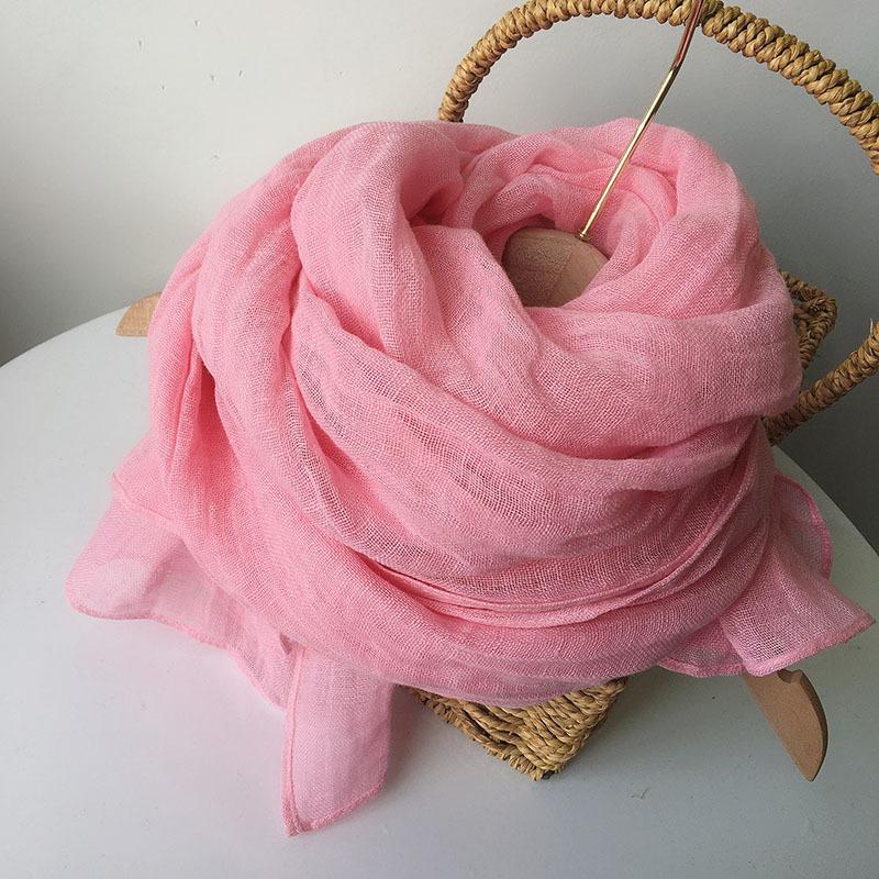 Extended 2.4 Meters Linen Scarf Solid Color Literary And Versatile Women'S Shawl Thin Cotton And Linen Silk Scarf