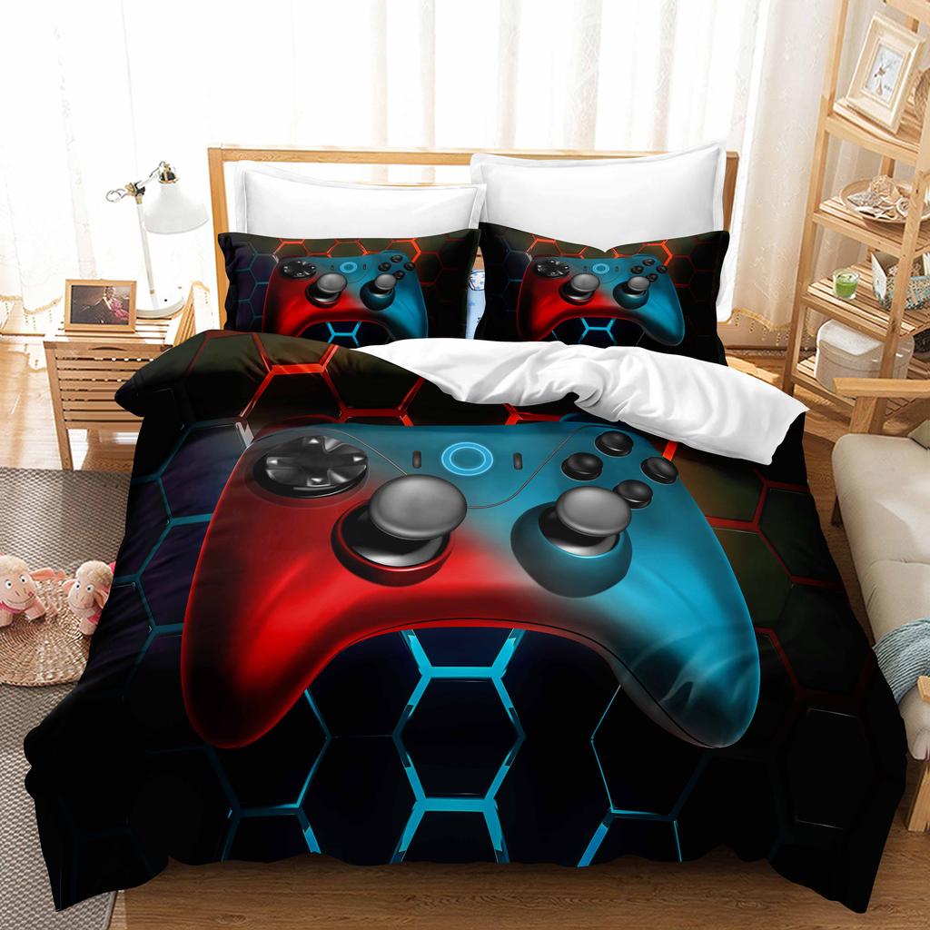 3D Printing Boy's Room Bedding Set Game Handle Duvet Cover 2/3 Pieces AU140 * 210 Full Size Quick Drying Easy Cleaning Home Decoration
