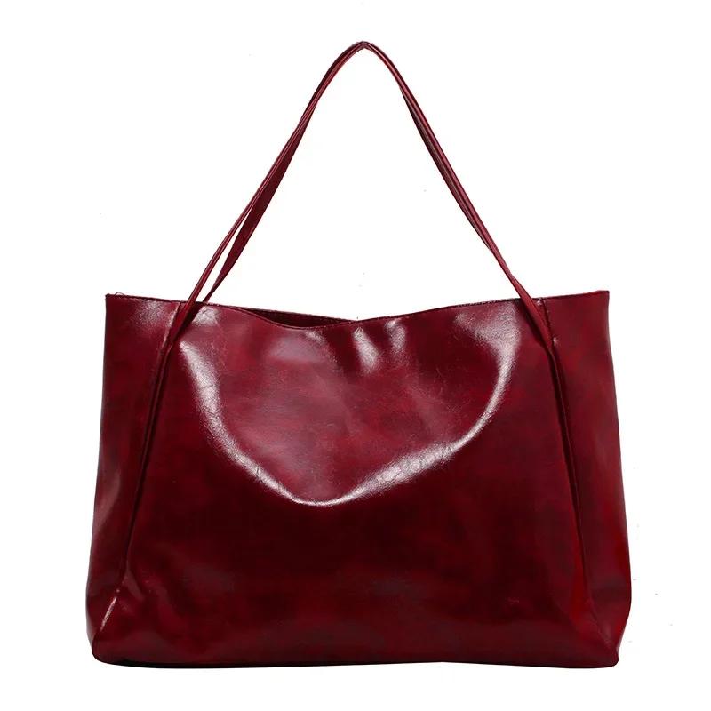 1pcs Women's Fashion Handbag, Large Capacity Soft Pu Leather Shoulder Bag, Retro Crossbody Bag, Casual Portable Handbags