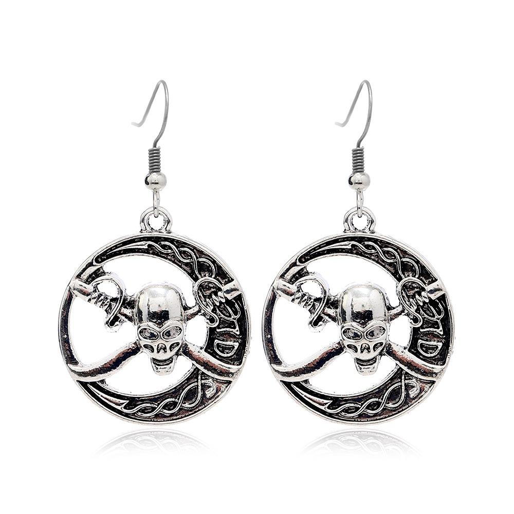 Halloween Alloy Ornament Diamond Skull Pirate Captain Earrings Fashion Earrings
