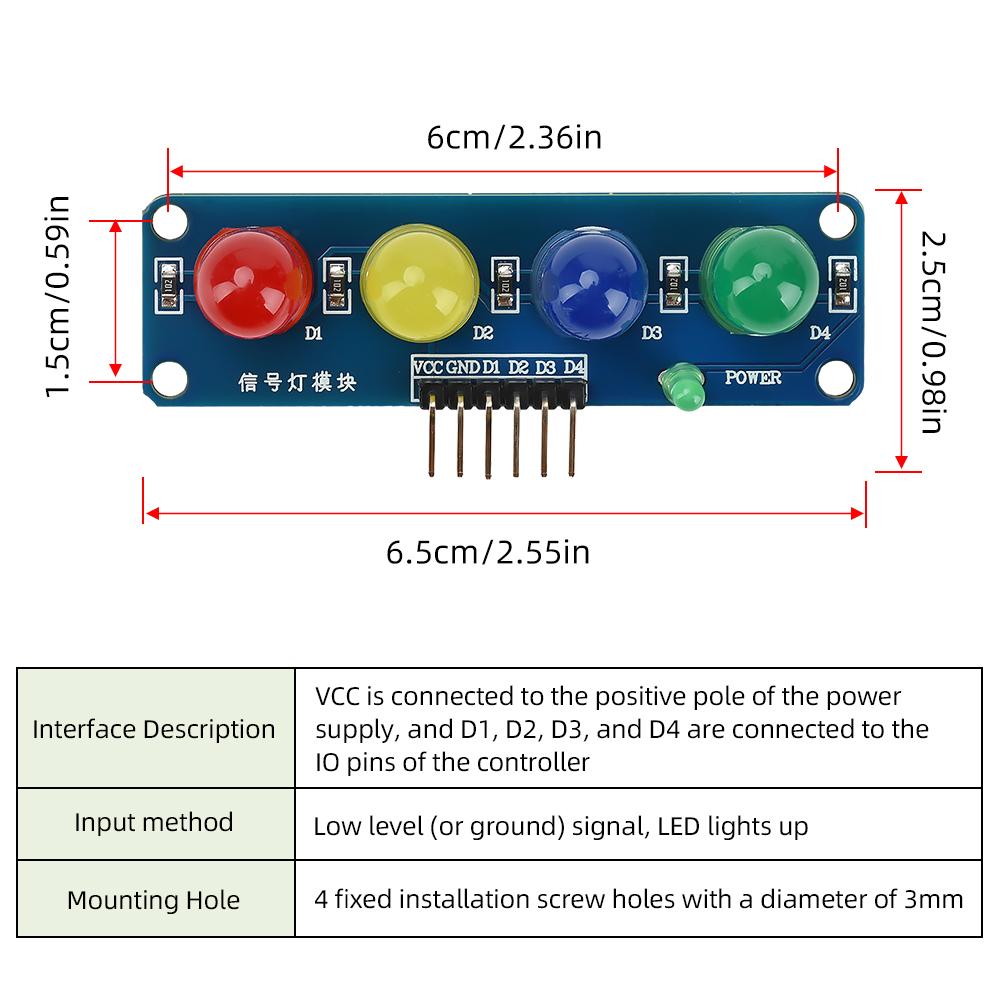 Light LED Display Module Onboard Red Yellow Green 5mm LED Great for Making Traffic Light System Model ST009