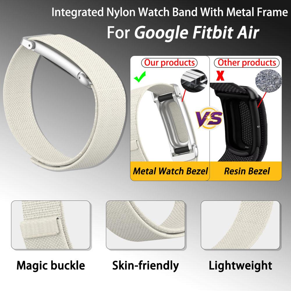 2pz Braccialetto Ufficiale in Nylon a Colori Coordinati per Orologio Google Fitbit Air con Lunetta Metallica Fibbia Magica Cinturino Leggero Traspirante