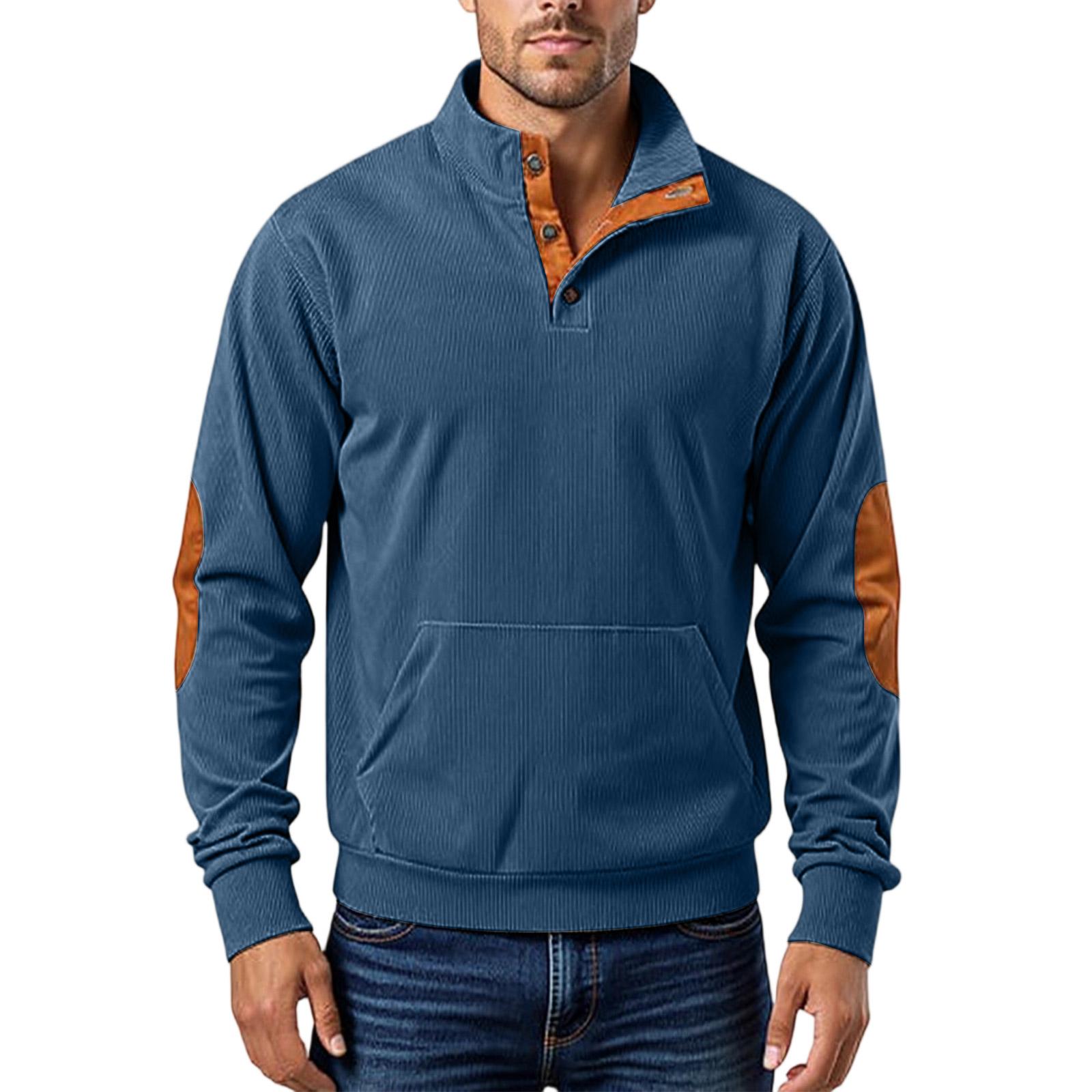 

Мужская Уличная Повседневная Толстовка с капюшоном и воротником-стойкой, длинными рукавами XL тёмно-синий