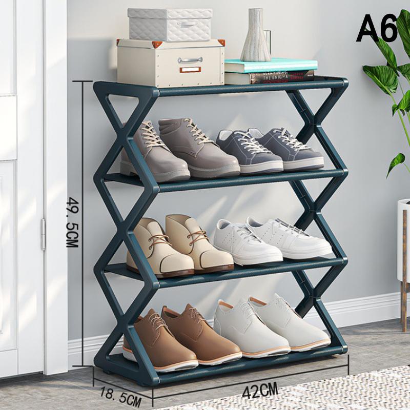 Creative Simple Assembly Shoe Rack Steel Tube 4-Layer Solid Color Assembly Home Shoe Rack For Porch Living Room Storage Rack