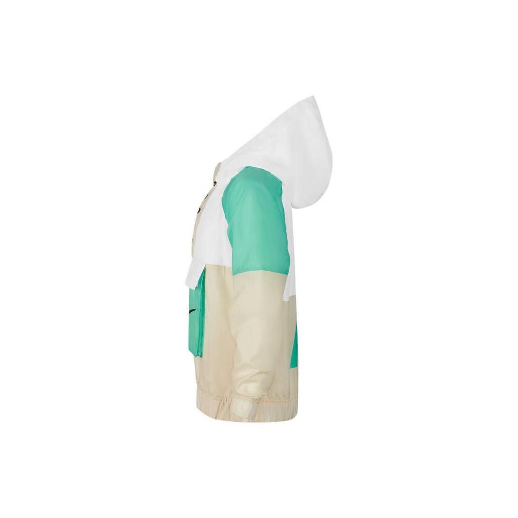 Nike Jacket Half-Zip Color-Block Hooded Kids Jackets Green DX6297-100