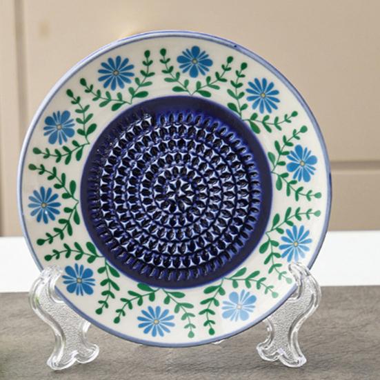 Ceramic Garlic Grinder Plate Bowl, Manual Ginger Fruit Zester Grater Dish, All-in-One Prep Mixing Serving Tray, Modern Minimalist Kitchen Tool