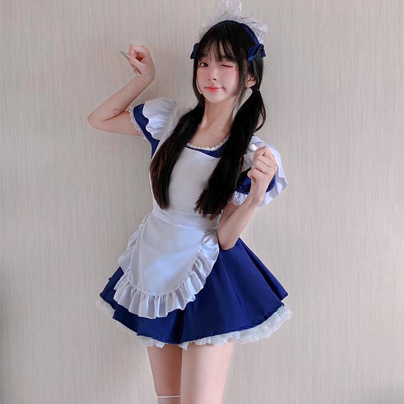 2025 Angelic Maid Navy Blue Lolita Dress Set - Cute Japanese Cosplay Outfit
