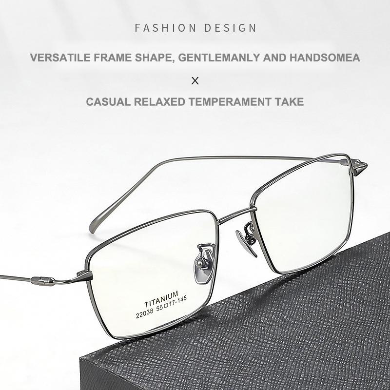 Luxury Business Casual Mens Glasses Frame Screwless Design UltraLight Semi-Titanium Fashion Trend Retro Square Eyewear New Style