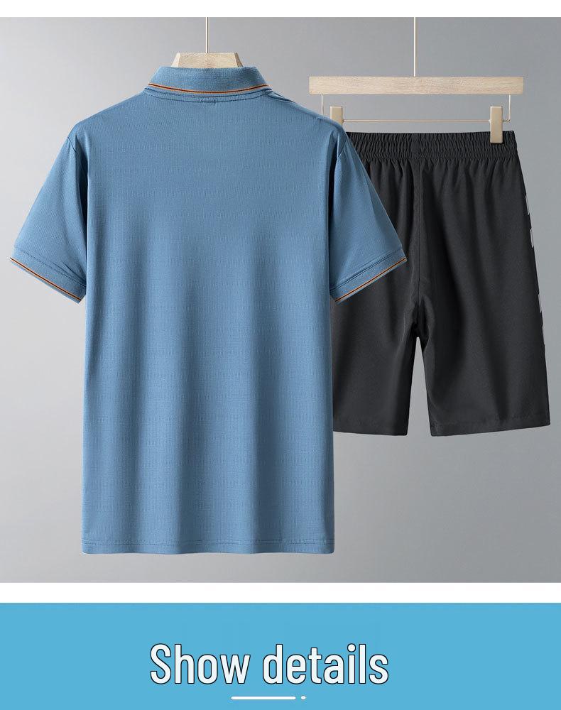 Men's Ice Silk Quick-Dry Polo & Shorts Set - Casual Summer Sportswear