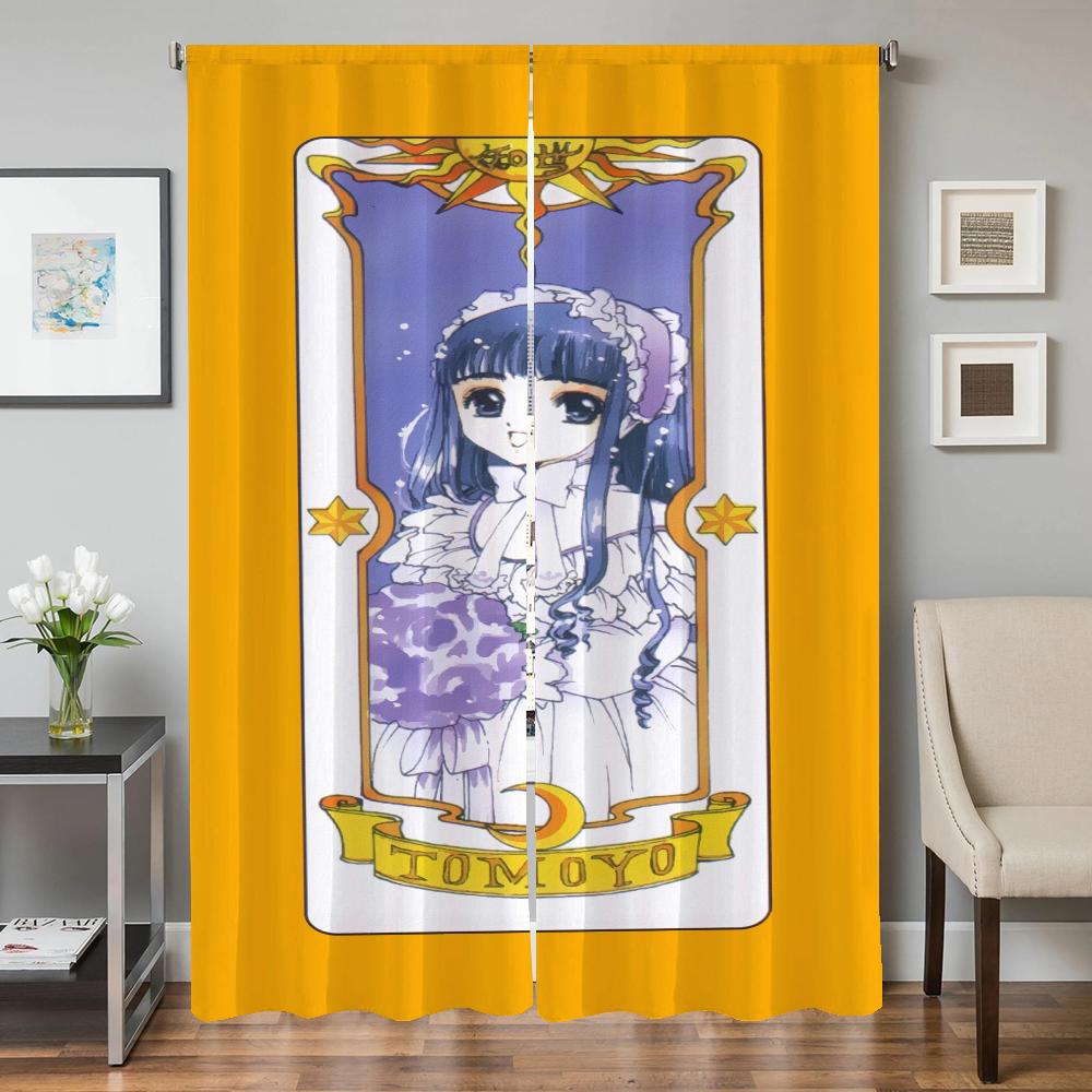 Zasłony kuchenne do salonu 2 sztuki Zasłony zaciemniające Zasłona drzwiowa C-cardcaptor S-sakura Przegroda Dekoracja sypialni Dom