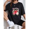 White T-Shirt Grandma Strawberry And Flowers Print Casual Summer Outfit For Women