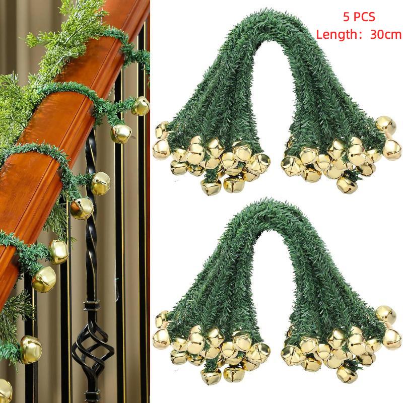 5/10Pcs Reusable Plastic Christmas Garland Ties With Bells - Twistable Bell Decorations Suitable For Banister, Stairs, Railing