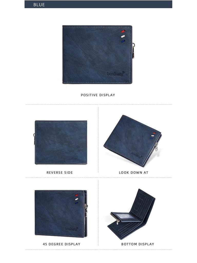 Trendy Men's Color Stripe Wallet with Logo, Card Holder, Zipper Pocket