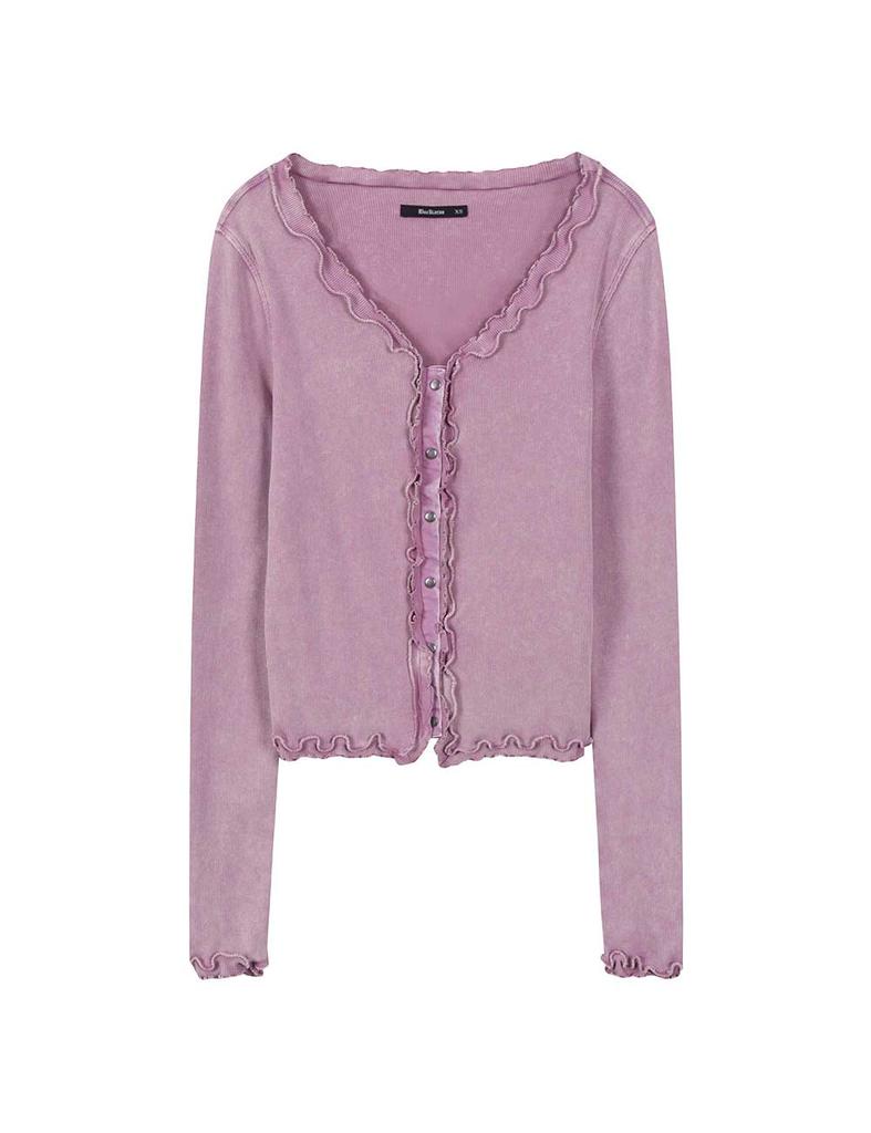 BUCKAROO Women'S Slim Fit Dyed V-Neck Long Sleeve T-Shirt Dark Pink
