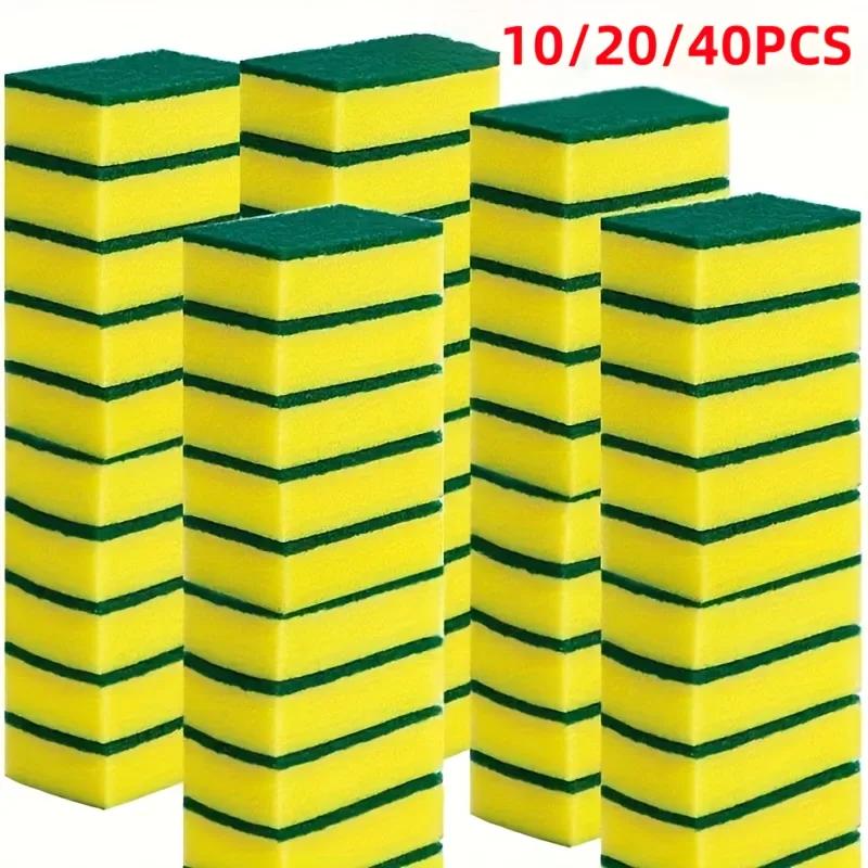 Premium Kitchen Sponges 10/20/40Pcs Set Double-Sided Dish Cloths Durable Scratch-Resistant Super Absorbent Cleaning Supplies