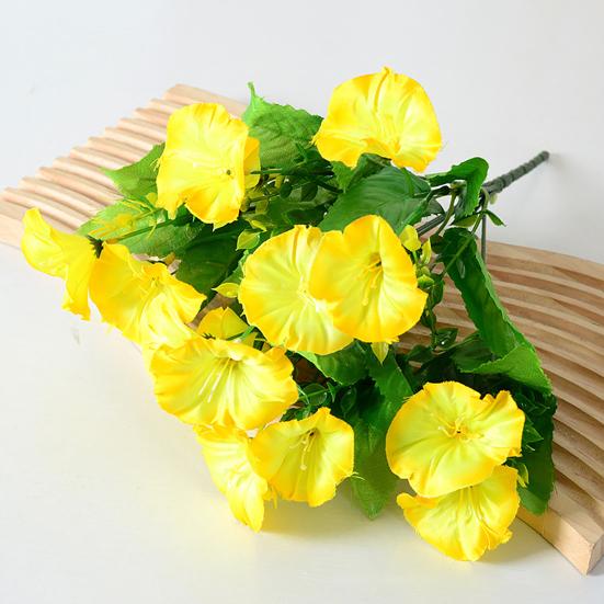 Artificial Morning Glory Flower 7 Heads Fake UV Resistant Flower Bouquet with Stem for Vase Wedding Bridal Bouquet Indoor Outdoor Garden Home Kitchen