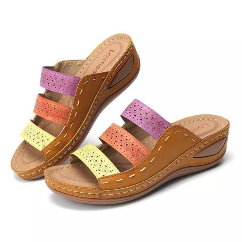 2025 New Women Sandals Slide Stitching Female Sandals Comfortable Flat Sandals Women Open Toe Beach Shoes Woman Footwear WSH4019