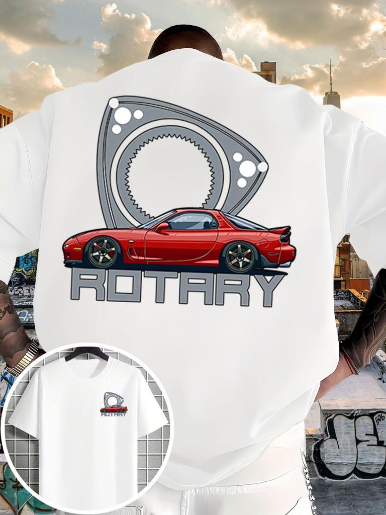 New UnisexS TShirt Featuring A Easy Solid Color Design with A Red Sports Car and ROTARY Along Unisexs Tshirts for Summer