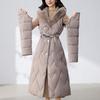 Sleeves Detachable Fashion Woman Parkas Winter Long Coats With Belt Hooded Thick Female Jackets