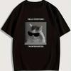 Damen Casual T-Shirt mit Katzenmuster Atmungsaktiv und modisch Rundhals Kurzärmelig Sommer Outdoor-Aktivitäten Top T-Shirt