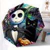 1pc Halloween Nightmare Before Christmas Ideas Automatic Opening and Closing Umbrella, Lightweight 3-Fold, With Cute Cartoon Characters, Sui