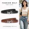 Womens Slim Genuine Leather Belt With Zinc Alloy Buckle Dresses Suits Casual Office Outfits