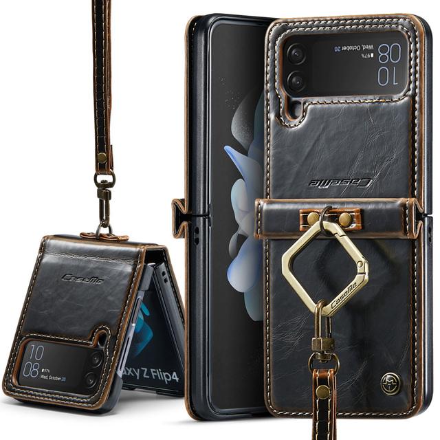 Caseme Retro Geldbörsen Lederhülle Für Samsung Galaxy Z Flip 4 2022 5g Luxus Magneti Kartenhalter Brieftasche Hülle Für Galaxy Z Flip 4