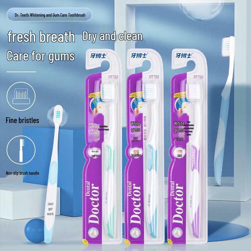 DR. Weiße Zahnbürste mit weichen Borsten zum Schutz des Zahnfleisches