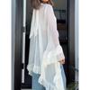 New Summer Women Clothing Sexy Halter Neck Sheer Cape Blouse With Ruffled Long Sleeves Women Top