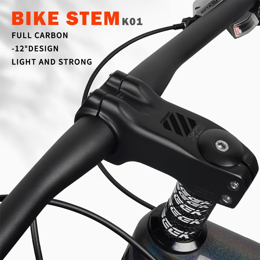 TOSEEK Custom Toray T800 Carbon Fiber Road Mountain Gravel Bike Stem -12 Degree 31.8mm Handlebar Clamp 28.6mm Steerer Clamp OEM