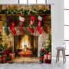 Christmas Shower Curtains Cute Snowman Santa Claus Xmas Tree Winter Town Street Landscape Bath Curtain Home Bathroom Decor Set