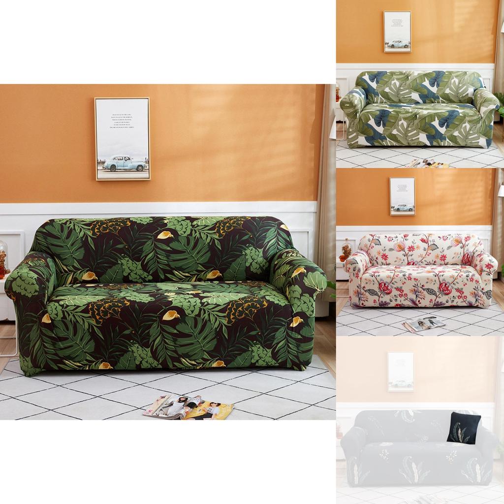 Floral Leaves Printed Soft Sofa Cover For 1/2/3/4 Seater Couches Excellent Fit And Stretch