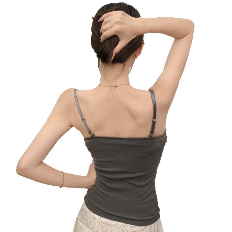 #Early autumn new sexy polished V-neck lace splicing thermal sling vest slim and thin women's top