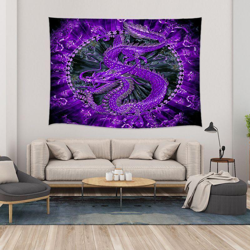 Yin Yang Golden Dragon Tapestry Psychedelic Eastern Mythology Aesthetic Wall Art for Living Room Dorm College Home Decor