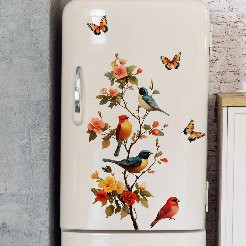 Baumast Vogel Schmetterling Aufkleber Fensteraufkleber Schmetterling Aufkleber Glastürdekoration Zuhause Kühlschrankaufkleber Elektrostatischer Aufkleber