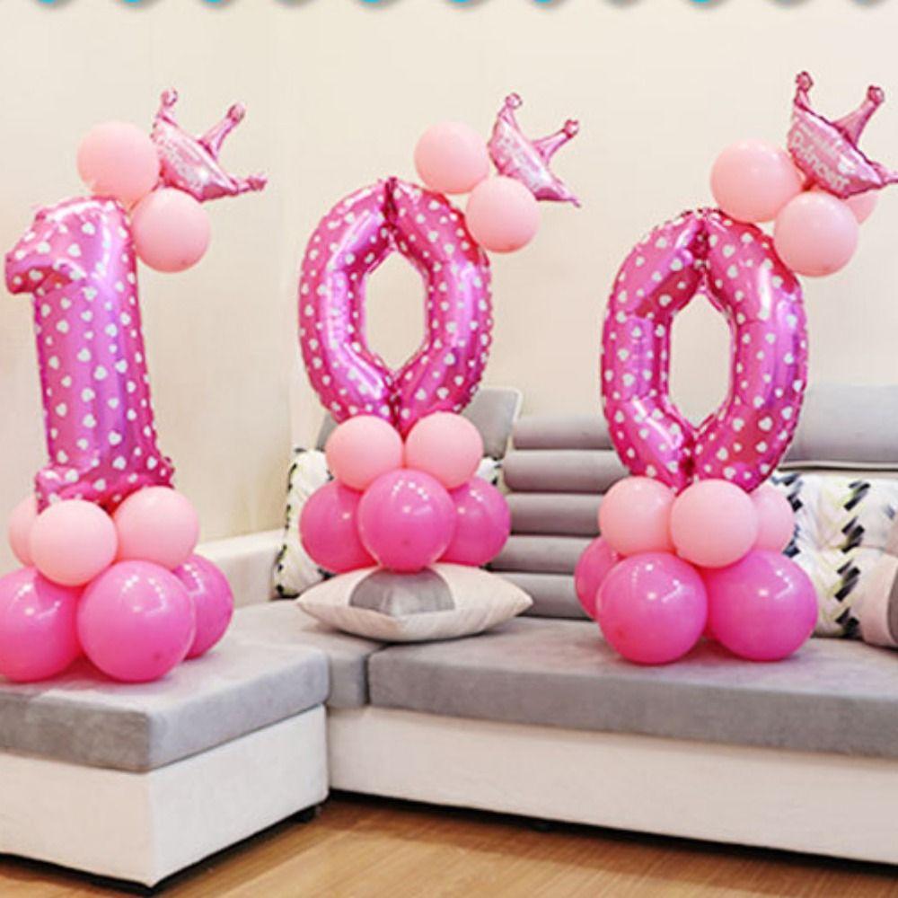 Star Print Birthday Party Number Balloon Blue Pink Number Zoo Theme Decoration Graduation