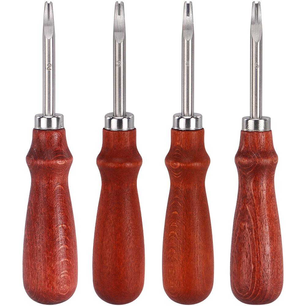 1pc DIY Leather Carving Groove Tool, Wooden Handle Trimmer, Leather Edge Slotting Stamping Tool,Leather Handicraft Pressing Tool