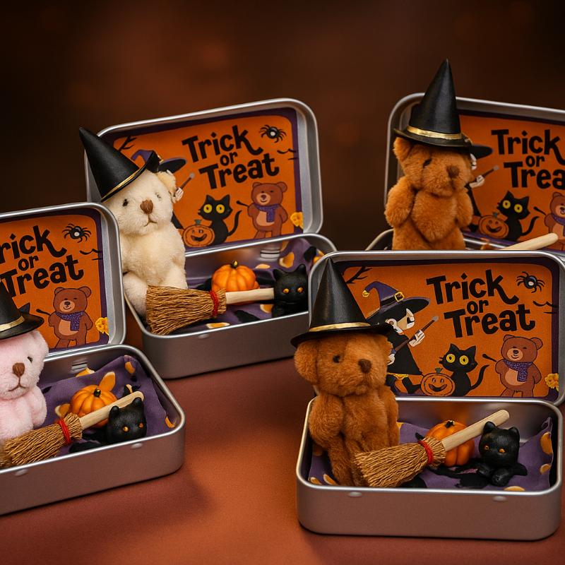 Creative Halloween Surprise Box Party Gift With Pre-Installed Pocket Bear Broom Pumpkin Candy Filling Toy Gift Box Set For Kids