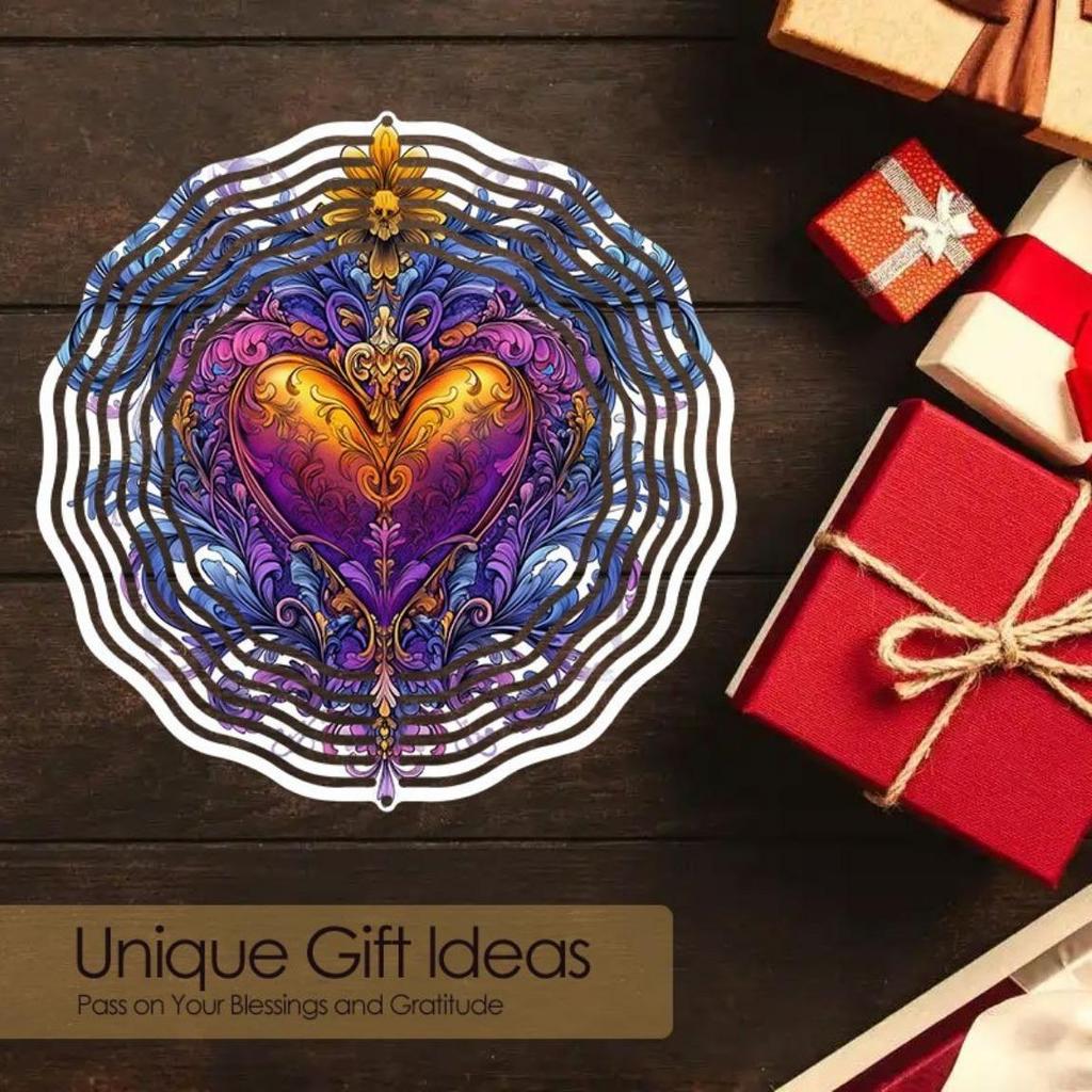 Vintage Cross Heart Windmill Outdoor Hanging Decor Infinite Rotation Wind Chime for Patio Garden Yard Home Classic Style