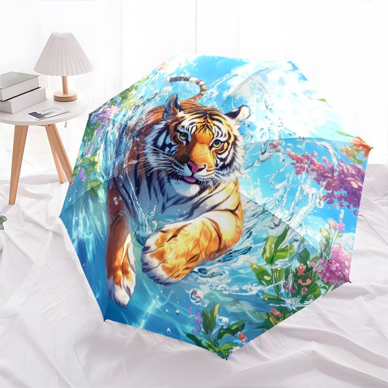 Aquatic Animals pattern, automatic folding umbrella, portable and foldable design, 8 ribs, a Christmas or birthday gift.