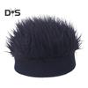 Novelty Fake Hair Visor Hat for Men Adjustable Spiked Wig Hat with Peaked Short Hair Street Hip Hop Hat for Festivals Parties