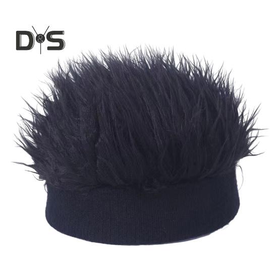 Novelty Fake Hair Visor Hat for Men Adjustable Spiked Wig Hat with Peaked Short Hair Street Hip Hop Hat for Festivals Parties