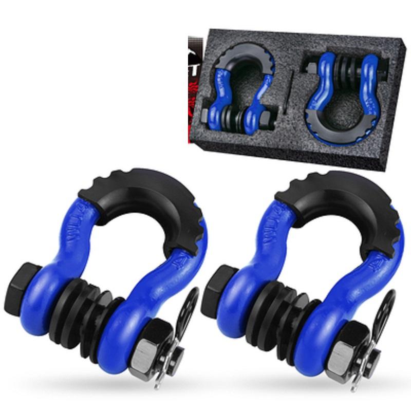 3/4” 2pcs 19Ton 42000lbs U type heavy duty drop forged D-ring shackle u-hook loop hook trailer rope automobile SUV modification