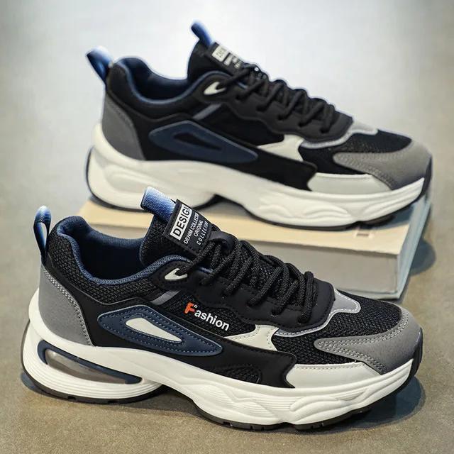 Fashion New Men's Shoes Spring New Mesh Breathable Sports Shoes Fashion Thick Bottom Anti Slip Wear Resistant Casual Shoes 2025