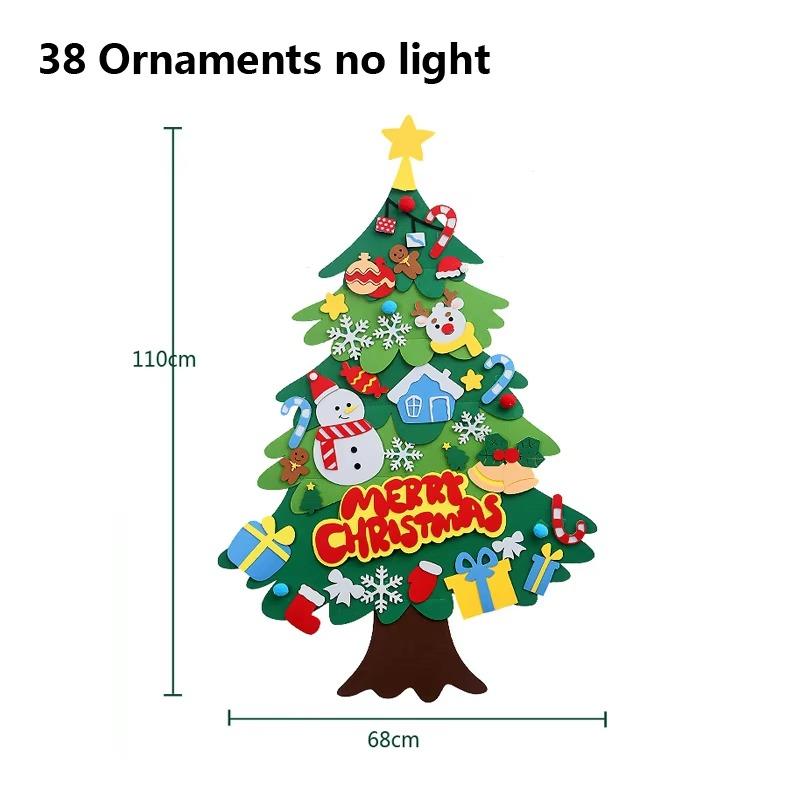DIY Filz-Weihnachtsbaum-Set mit Schmuck Weihnachten Feiertagsdekoration Weihnachtsmann Geschenk Neujahr Tür Wandbehang Dekoration