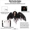 CZTSY Halloween Glowing Black Wing Bat Skeleton Reaper Pendant Sound Activated Decoration Electric Induction Luminous Atmosphere