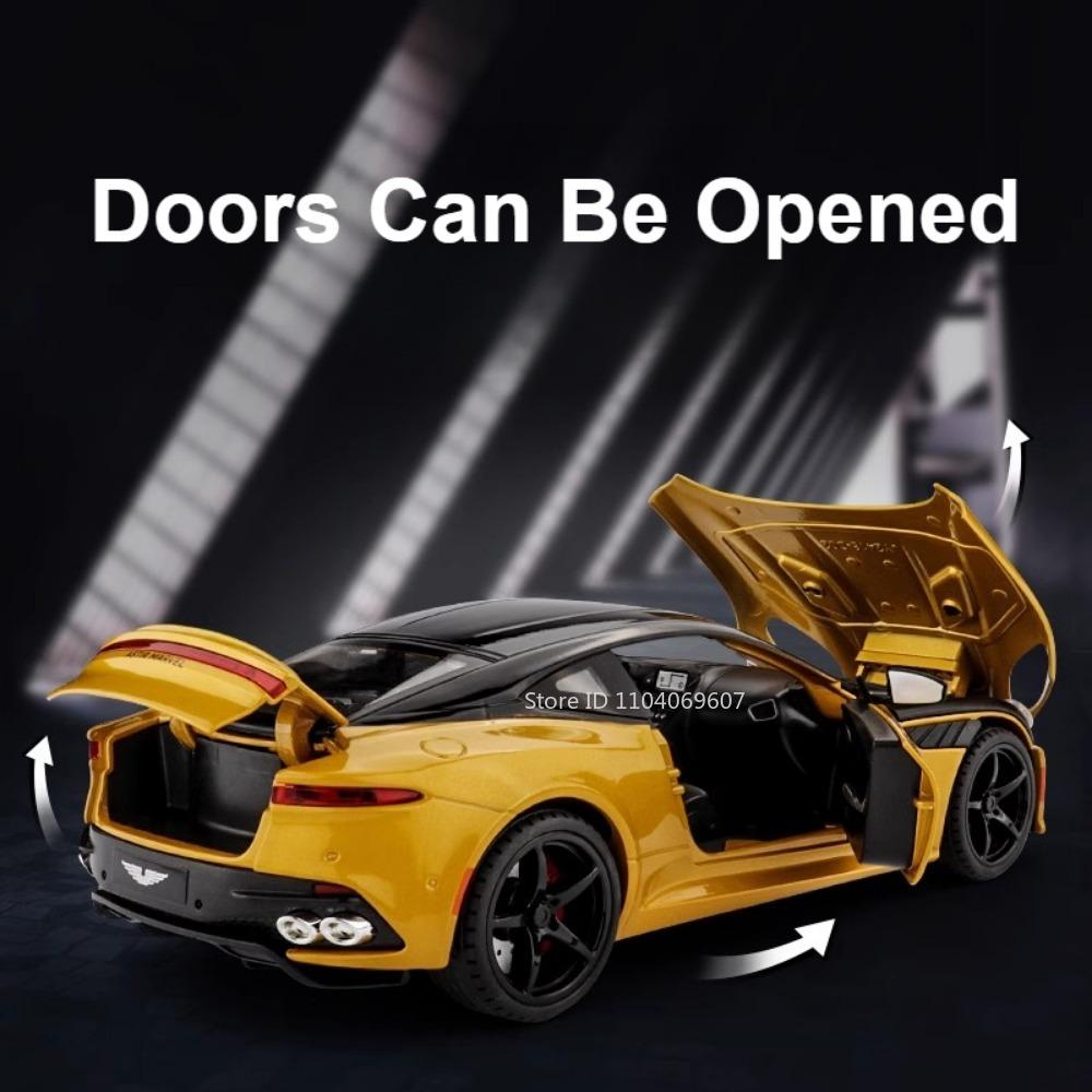 1:22 Scale DBS Sports Car Model Toy Metal Diecast Miniature Luxury Music Light Pull Back Vehicle Models Boys Decorative Gifts