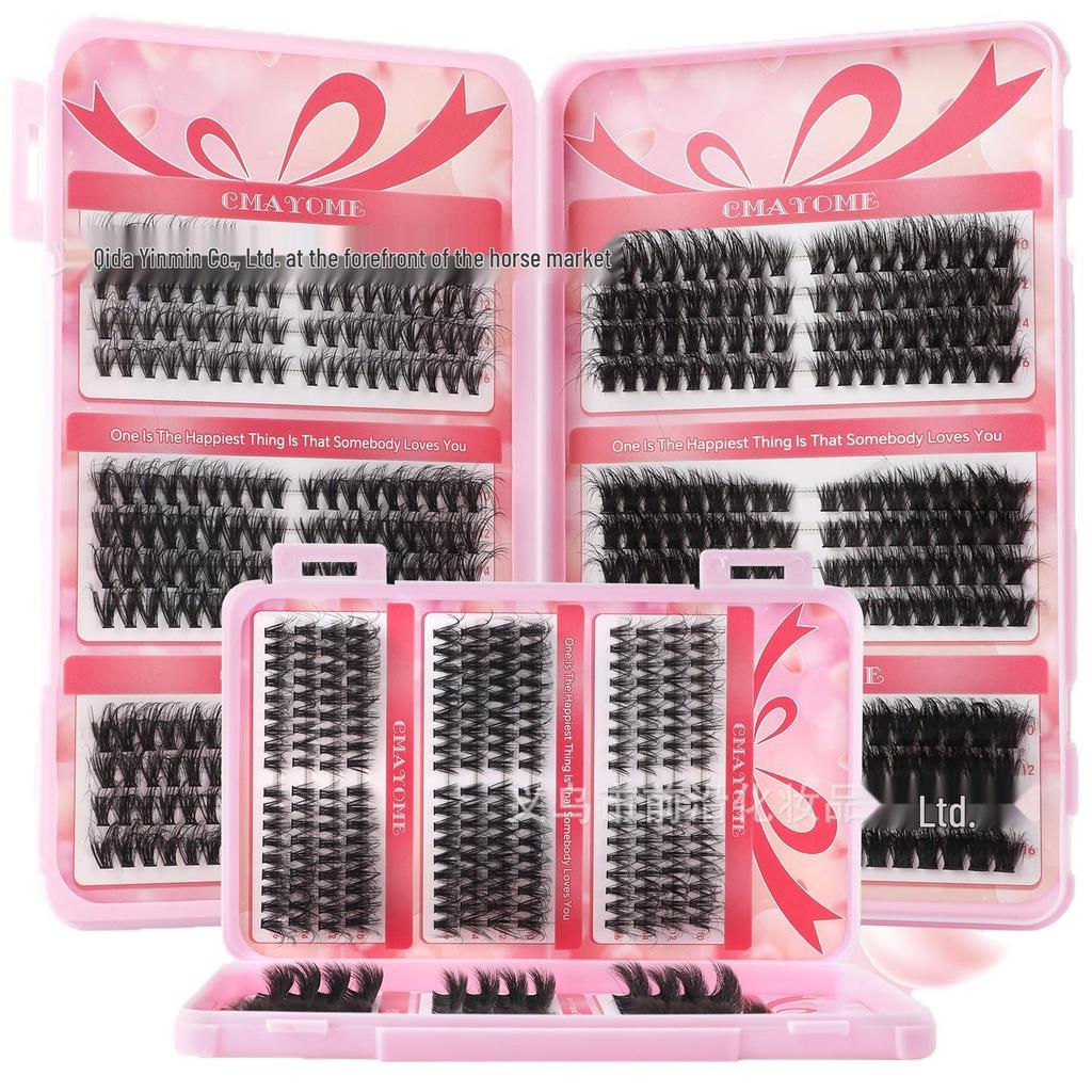 DIY Segmented D Curl Self-Adhesive Natural Thick False Eyelashes Set